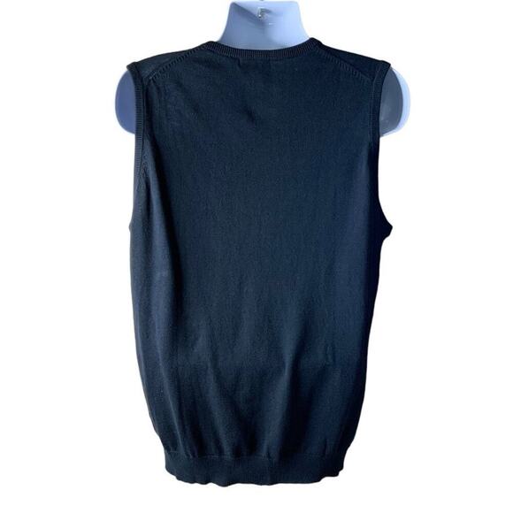 Madison Avenue Sweater Vest Men Size Large Logo Embroidered Stretch Black Top - Picture 4 of 8